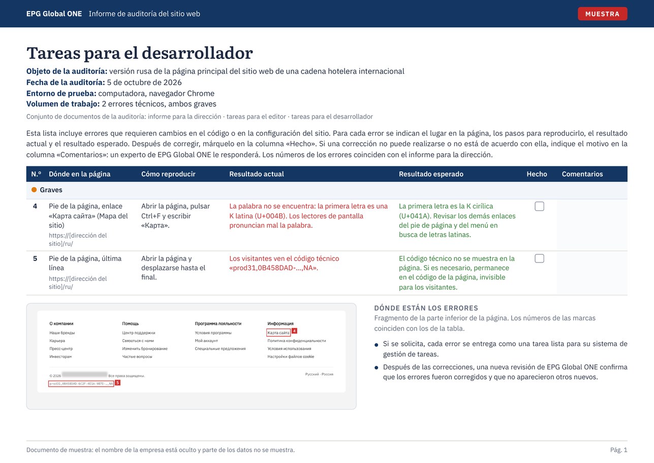 Tarea para el desarrollador web, página 1